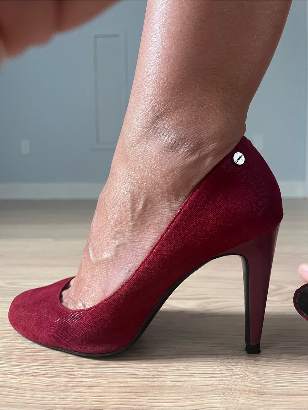 Calvin Klein Women's Burgundy Suede Pointed High Heels